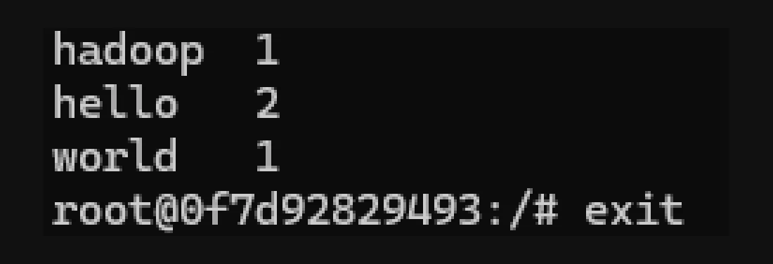 Résultat du traitement WordCount avec Hadoop MapReduce